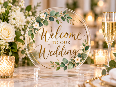 Custom acrylic sign for weddings, birthdays, and celebrations