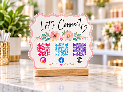 Acrylic QR code sign display for retail or restaurant