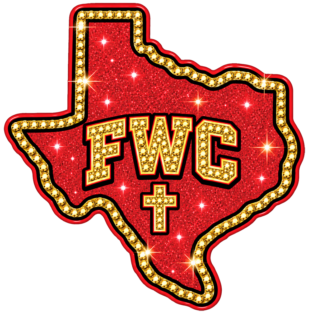 Texas FWC Red/Gold Alt — UV DTF on acrylic