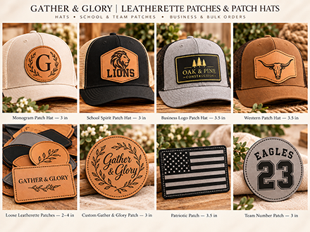 Custom leatherette patches and patch hats collection