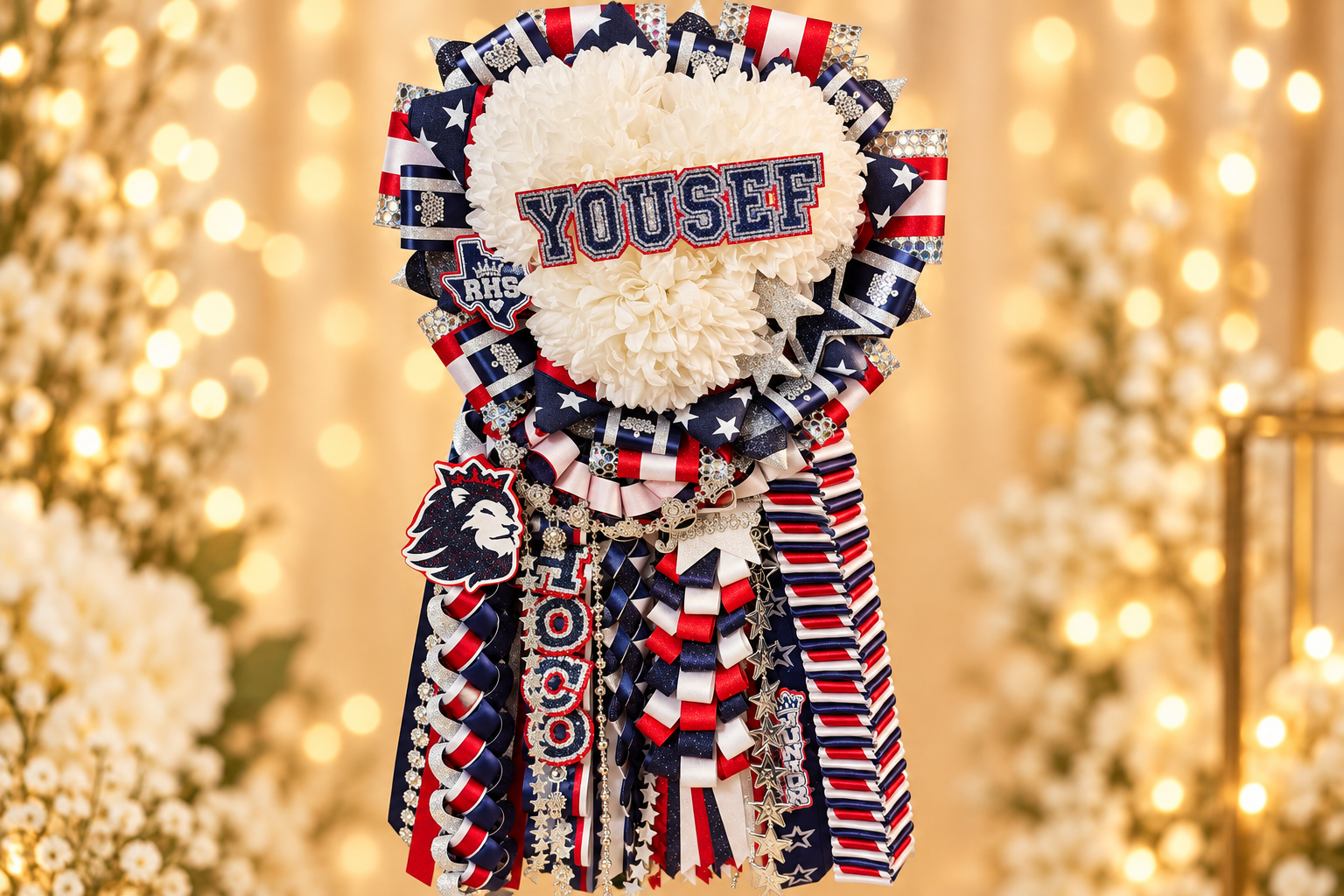 MUM-SESSed custom homecoming garters with ribbons and accessories