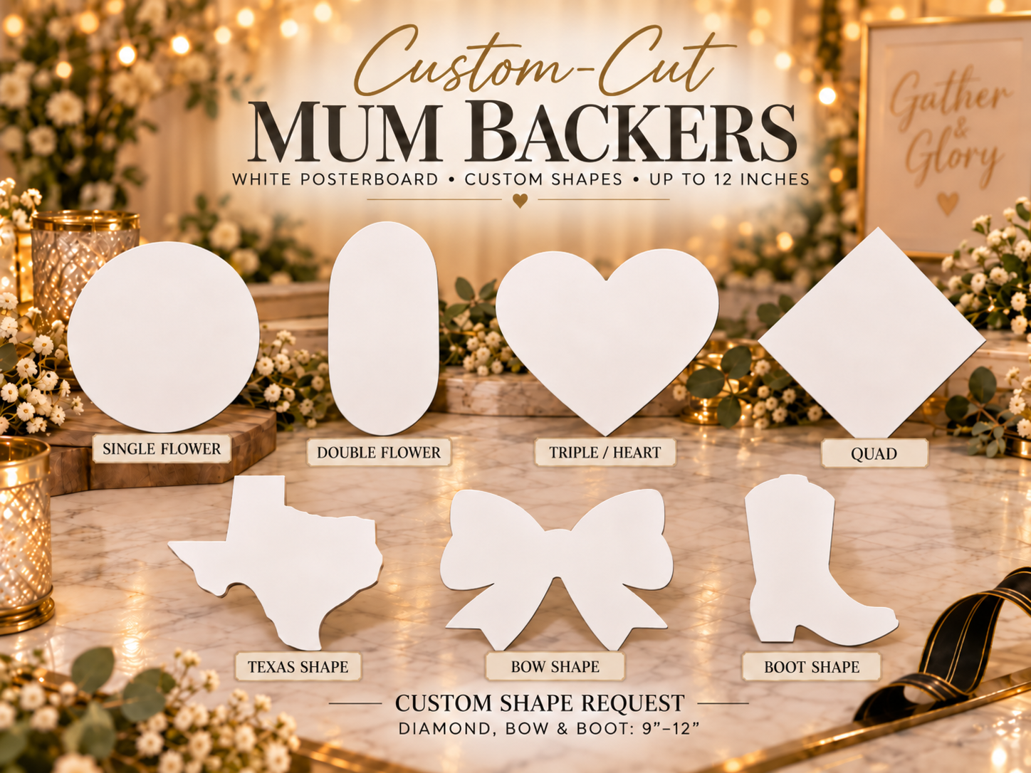 DIY mum supplies — custom-cut backers, braids, and ribbons